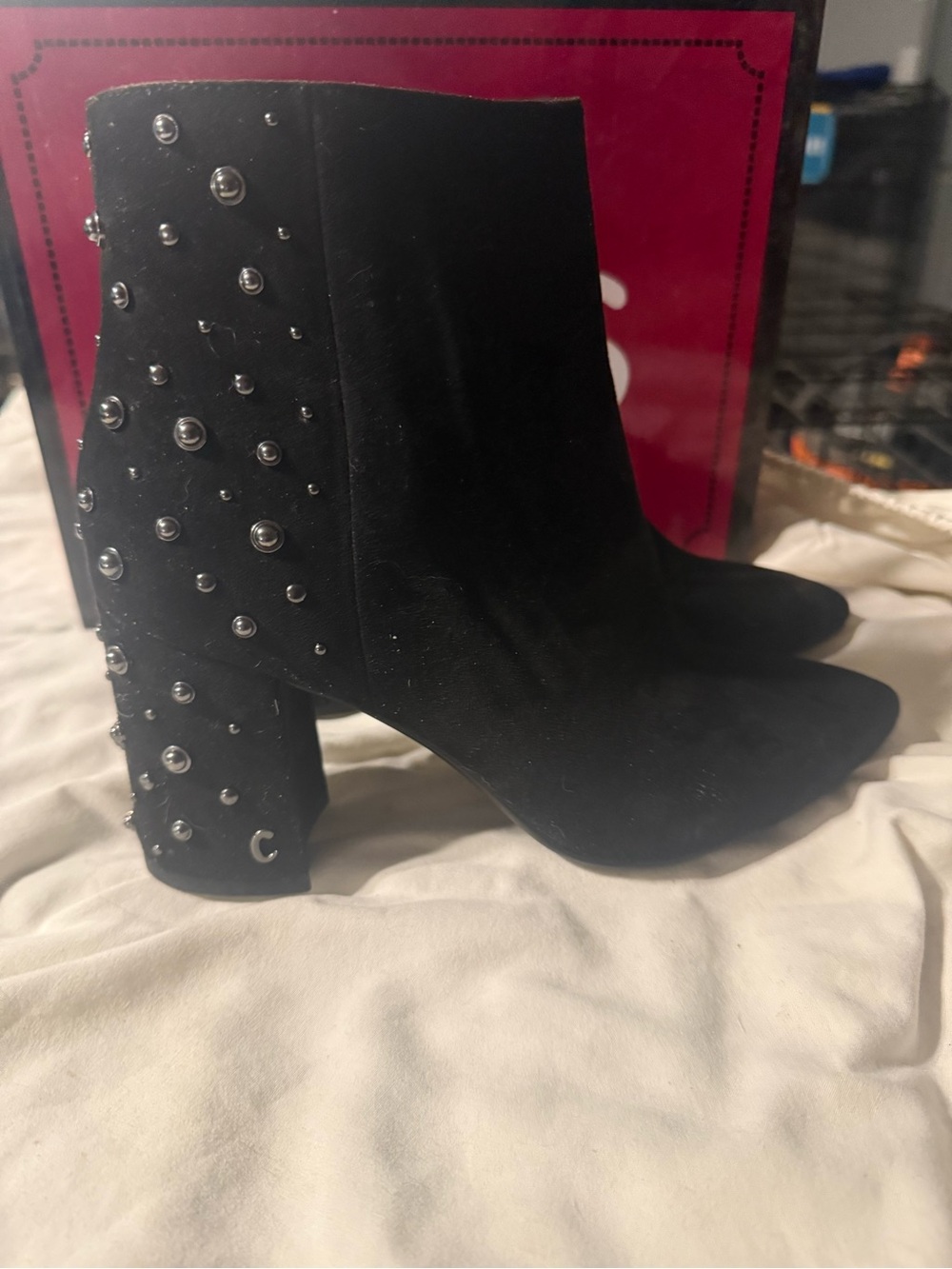 Circus by Sam Edelman Black Studded Suede Ankle Boots size 8 1/2